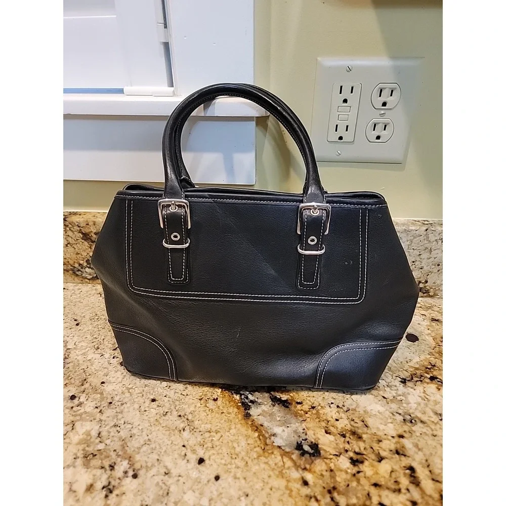 Vintage Coach Hamptons Black Leather Satchel | Style F30-7555 | Y2K Classic